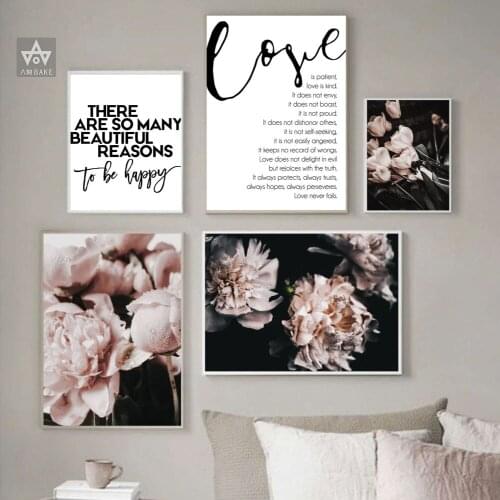 Flower Rose Botanical Canvas Art Poster Nordic Love Decorative Print Wall Painting Scandinavian Decoration Picture Home Decor