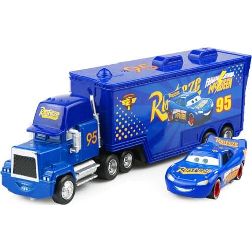 Disney Pixar Cars 3 2pcs Fabulous Lightning McQueen Uncle Container Truck 1:55 Diecast Alloy Model Birthday Gift Toy For Boy Kid