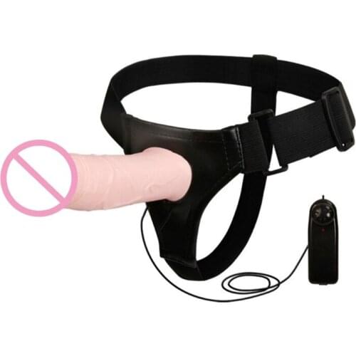 Wearable Strap on Dildo with Adjustable Hollow Belt Battery Operated Realistic Vibrator Panties Masturbator Adult Sex Toy