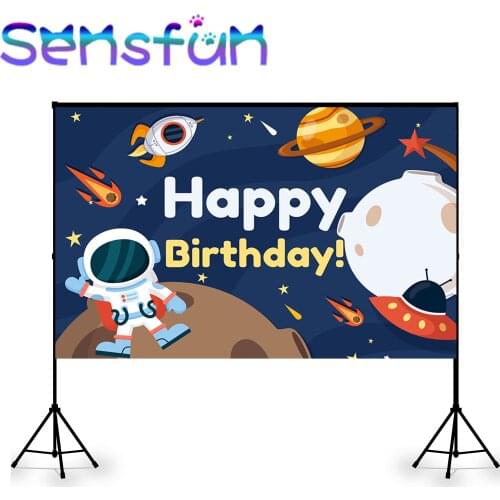 Baby Boy Birthday Party Photography Background Props Photo Studio Universe Space Planet Spacecraft Astronaut Backdrop Photocall
