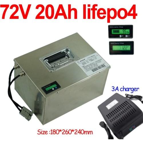 GTK lithium 72v 20Ah lifepo4 battery Lithium iron phosphate deep cycle for 3000w bike scooter Tricycle motorcycle + 3A charger