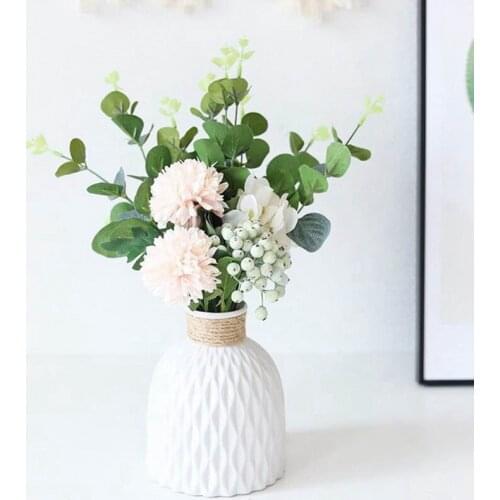 Imitation Ceramic Flower Vase Plastic Vases Home Decor Green Plant Container A