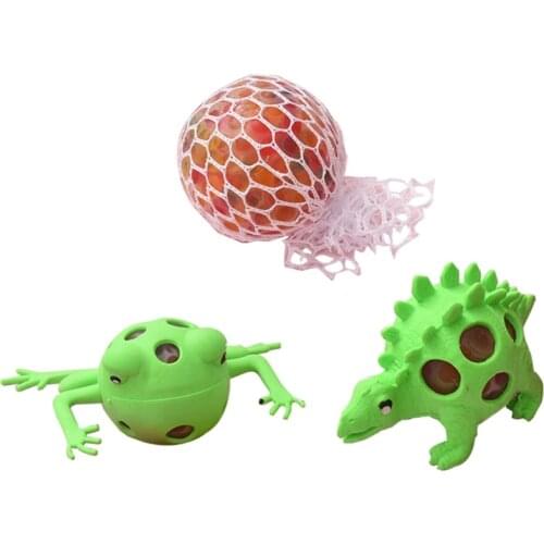 J60B Anti-anxiety Mesh Ball Interactive Toy Pressure Release Vent Ball TPR Squeeze Grape Ball for Kid Toddler Special Needs