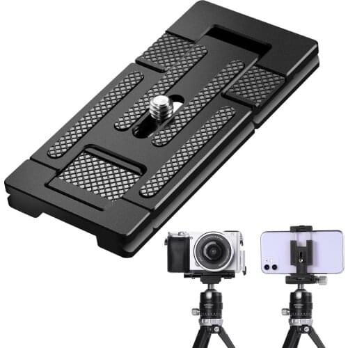 K&F Concept Smartphone Tripod Mount, Aluminum Alloy Quick Release Plate with 1/4 Inch Screw for Camera, Mobile Phone