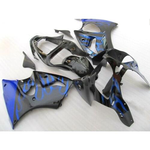 Customized Injection motorcycle fairings kit for KAWASAKI Ninja ZX6R 2000-2002 ABS fairing sets ZX 6R 00 01 02 blue flames set