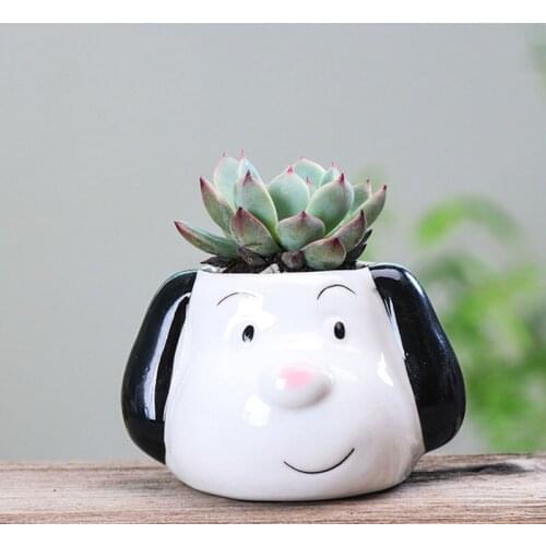 Creative Household Garden Decoration Flowerpot Cartoon Dog Lotus Ceramic Succulent Plant Pot Vase Container
