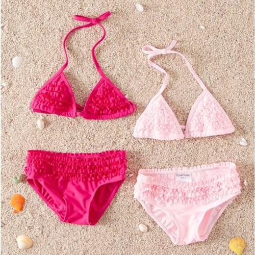 E0388 Hot Baby Bikini set Girls Cute Two Pieces Swimsuit Kids Flouncing Swimwear bathing Children bikini cute swimsuit