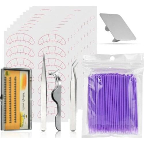 False Eyelash Extensions Grafting Tools Kit Makeup Practice Beauty Tool Practice Exercise Kit Set Purple