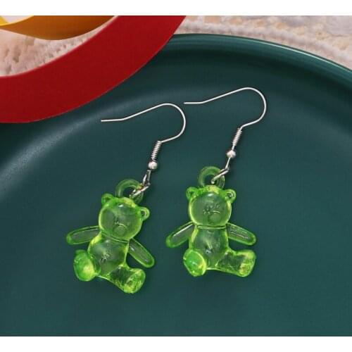 Candy Color Cute Bears Dangle Earrings for Women Girls Teddy Bear Drop Earring Women Acrylic Animal Bear 2021 New Jewelry Gifts
