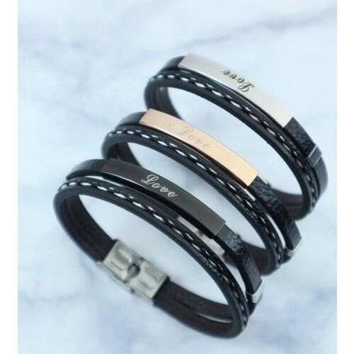 JOINBEAUTY Fashion Letter Love Multi Layer PU Leather Rope Bracelet Handmade Weave Bangles Jewelry For Lover Romantic Gifts 6520