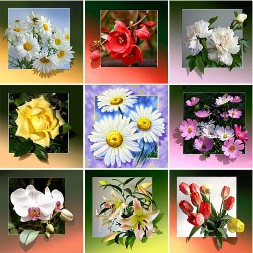 MomoArt Diamond Embroidery Flower Full Square Drill 5D Diamond Painting Daisy Sale Mosaic Peony Cross Stitch Kit Home Decoration