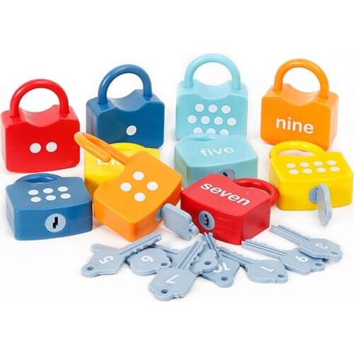 Montessori Locks Set Baby Toys Numbers Letter Matching Unlock Game Early Educational Sensory Locking Preschool Toy For Children