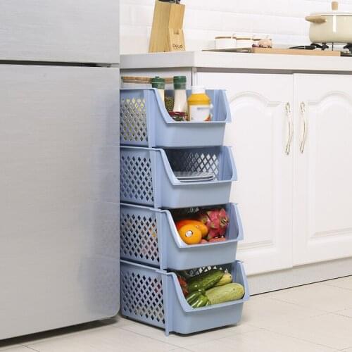 Stackable Storage Basket Organizer Food Snacks Toys Toiletries Plastic Storage Bins TN88