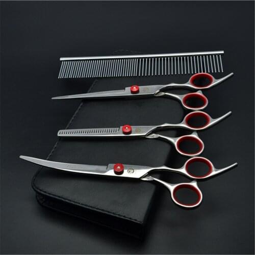 Suit 7" JP Stainless Purple Dragon Grooming Scissors Comb Straight Scissors Thinning Shears Up Curved Scissors Pets Shears Z3001