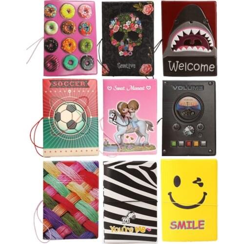 3D Printed Rose Skull Shark Smile Face Zebra Donut Passport Holder PVC ID Card Ticket Travel Cover Cute Certificate Package