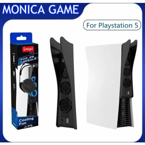 For PS5 USB Cooler Console Cooling Fan For Sony Playstation 5 Controller Radiators With 3 Fans Cooling Earphone Holder For PS5