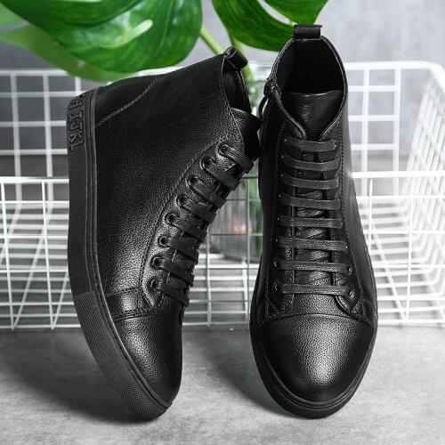 Autumn New Men Casual Shoes High Quality Leather Male Ankle Boots Hip-hop Men Moccasins Shoes Waterproof Man Motorcycle Boots