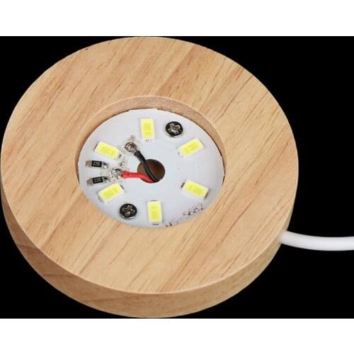 Lamp Base Art Ornament Wood Light Base Rechargeable Remote Control Wooden LED Light Rotating Display Stand Lamp Holder