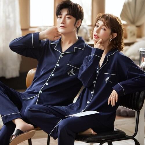 Pajamas Cardigan Lovers Autumn and Winter New Korean Cotton Long Sleeve Womens Casual Home Wear Set Autumn Mens Wear Sleepwear
