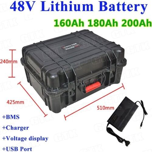 Portable 48V 160Ah 180Ah 200Ah lithium-ion battery with 100A BMS for Forklift motorhome electric car solar energy+20A charger