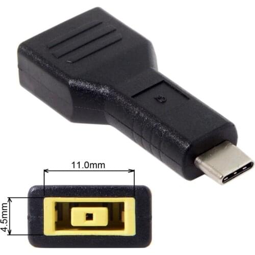 Qywo Rectangle Jack Lenovo Input to USB C Type-C Power Plug Charge Adapter for Macbook Laptop Phone