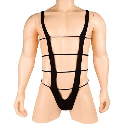 Sexy Lingerie Strappy V Shape Body Harness Macho Man Wrestling G-String Jockstrap Onesie Bodysuit Clubwear Underwear