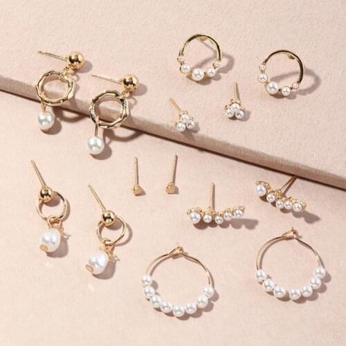 7 Pairs All-match Earrings Creative New Design Unique Ear Temperament Pendnats Stud Earing For Women Party Birthday Gift