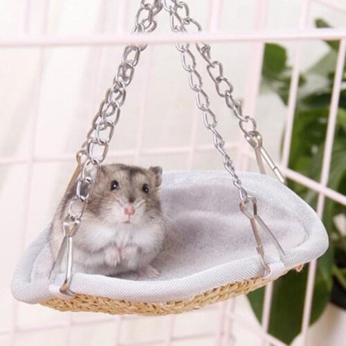 Straw Woven Guinea Pig Hamster Round Hammock Hanging Safe Stable Nest Small Pet Supplies Habitat Non-slip Pendant Pet Products