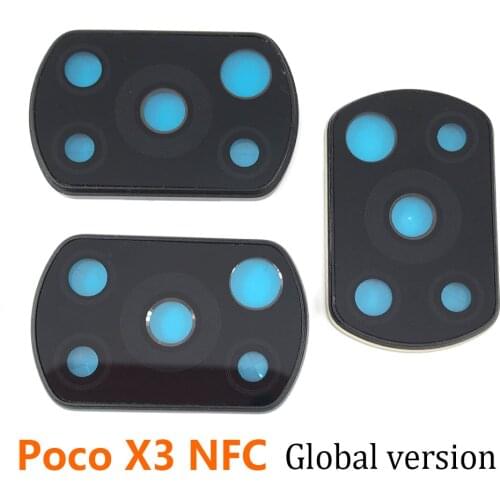 Camera Glass Lens With Cover Frame Holder Back Rear Camera Glass Lens For Xiaomi POCO X3 NFC Global Version With Glue