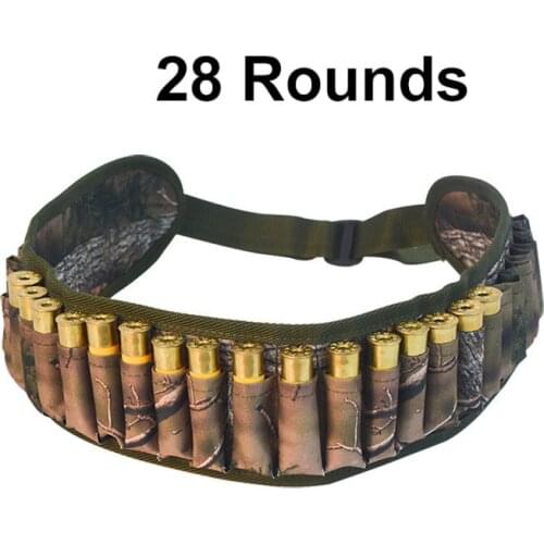Tactical Shell Bandolier Belt 28 Rounds 12/20 Gauge Ammo Holder Gun Bullet Pouch Cartridge Waist Bag for Hunting Military XA259A