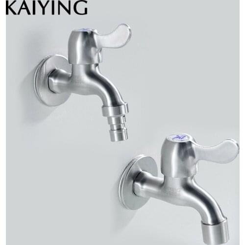 KAIYING 304 stainless steel Bathroom Washing Machine Faucet Bibcocks Tap For Outdoor Garden Wall Mount Mop Pool Small Taps