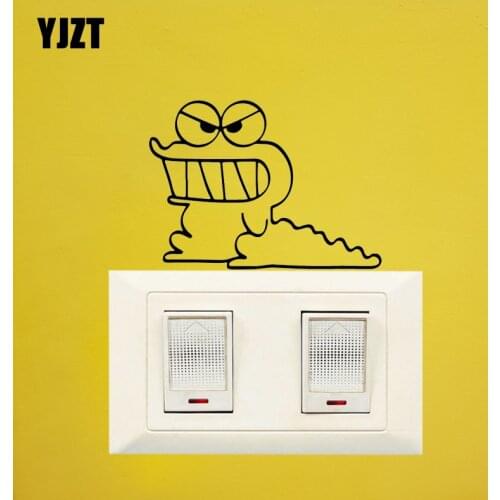 YJZT Crocodile Vinyl Wall Switch Sticker Decal Children Room Decor Cartoon Cute Animal S19-0351