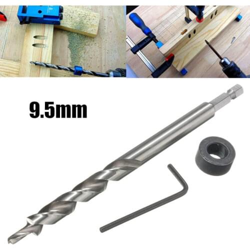 9.5mm Twist Step Drill Bit With Depth Stop Collar for Pocket Hole Jig Kit
