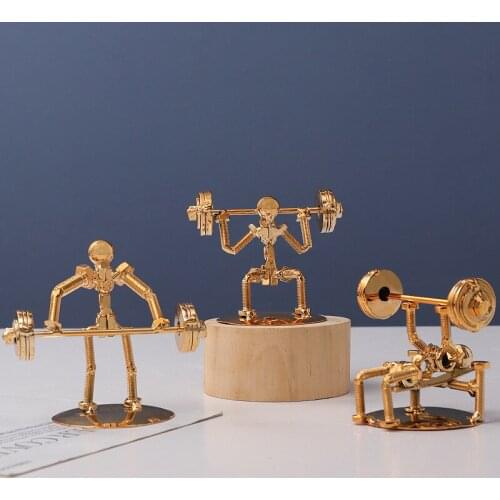 Iron Fitness Miniature figurines Home Decor Desk Desk Desktop Retro Nostalgic Metal Character Model Small Ornaments