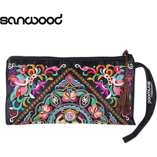 Womens Retro Embroider Purse Wallet Ethnic Clutch Bag Card Coin Holder Phone Bag Retail/Wholesale