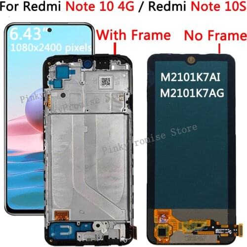 OLED for Xiaomi Redmi Note 10 LCD With Frame Touch Screen Digitizer For Redmi Note10 lcd M2101K7AI M2101K7AG Note10S Display