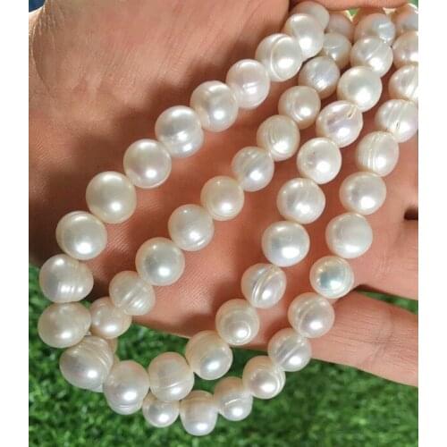 10-11mm Natural White Freshwater Pearl Loose Beads for Jewelry Making 14 inches