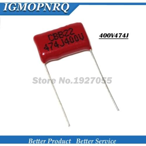 10PCS 400V474J 0.47UF Pitch 15mm CBB 470NF 400V 474 CBB Polypropylene film capacitor NEW 400V474J-P15