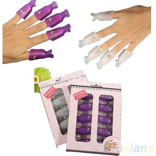 10Pcs Plastic Acrylic Nail Art Smart Soak Off Clips Cap UV Gel Polish Remover