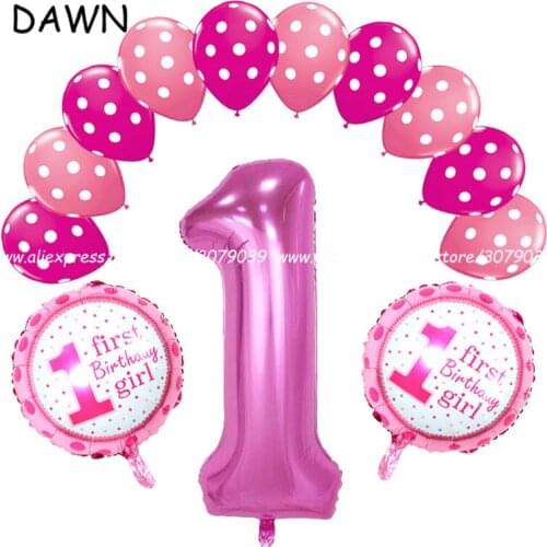 13pcs/lot 1 Year Old Baby Shower Birthday number'1' Balloons helium latex globos party DIY decoration supplies kids toys