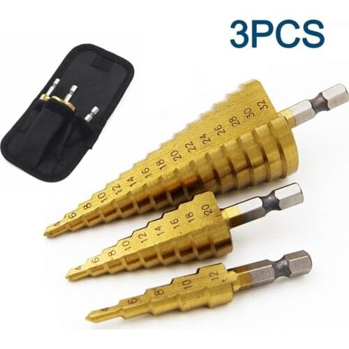 3PCS Step Drill Bit Multiple Hole Cutter For Metal, Plastic Wood DIY Woodworking