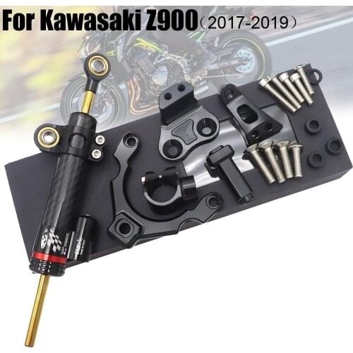 Motorcycle Accessories CNC Aluminum Alloy Adjustable Steering Damper Stabilizer Bracket Mounting Kit For Kawasaki Z900 2017-2019