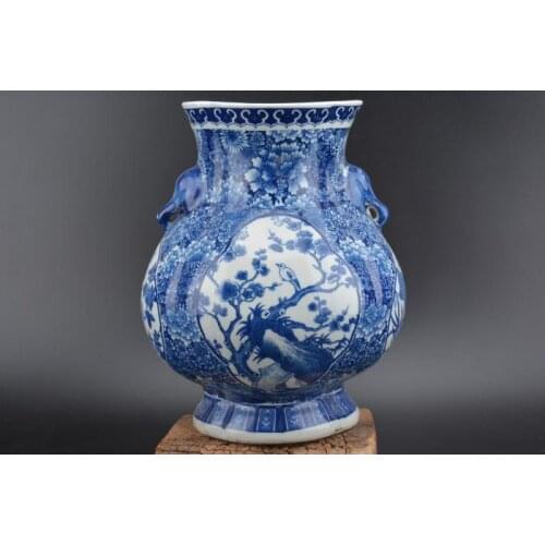 Antique QingDynasty porcelain VASE,white and blue,Pine & Lotus &,Dragon&Flower,Home Decoration collection & adornment