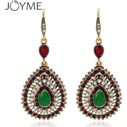 Bohemian Statement Vintage Big Long Earings Acrylic Crystal Green Earing Indian Wedding Dangle Earrings Brinco Boho Party Gift