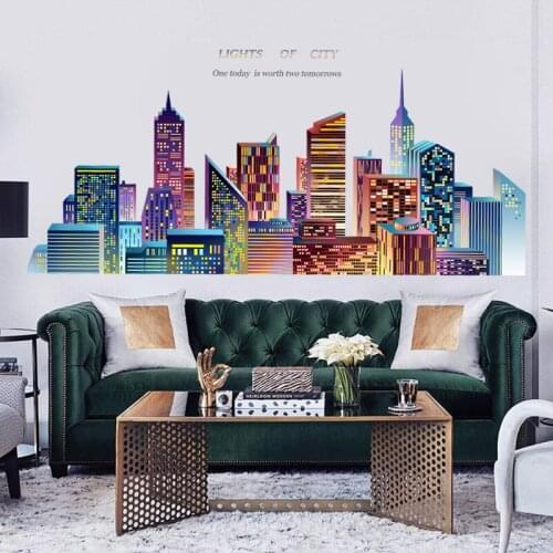 Large Tall City Building Wall Stickers PVC Mural Living Room Sofa Background Wall Decoration Art Home Office Decor Wallpaper DIY