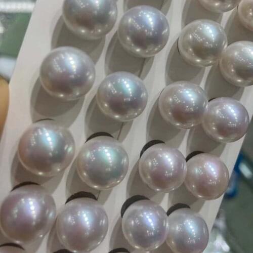 Amazing Lots Big 11-12mm Round Fres Water Pearl Half Drilled Beads For 12 Pairs