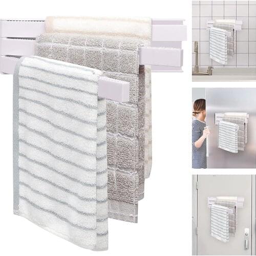 Towel Rack 180° Swivel Bathroom Towel Holder 3-arm Towel Hoder Bar Punch-free Towel Holder For Bathroom Space Saver Shelf