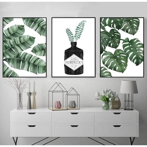 Nordic Plant Canvas Painting Palm Leaves Pictures for Living Room Frameless Wall Art Prints Art Posters and Prints