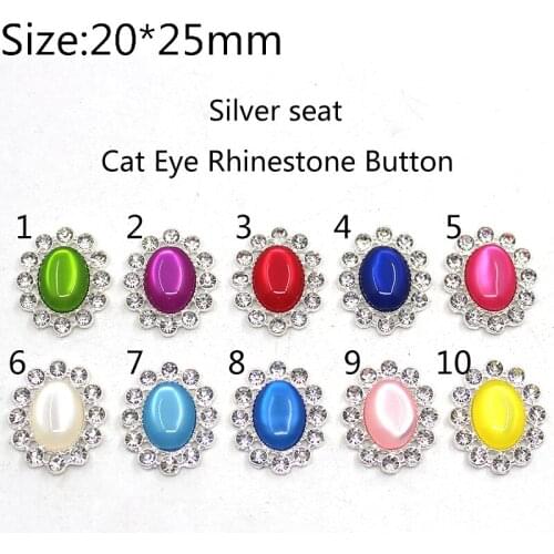Exquisite Buttons for clothing 10Pc 20*25mm Silver Metal Flat Back Rhinestone Buttons, Crafts DIY Scrapbook Sewing Accessories