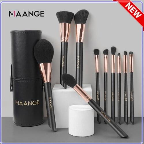 SEXYGO 10Pcs Black Makeup Brushes Foundation Powder Blush Eyeshadow Eyebrow Eyeliner Maquiagem Brush Make Up Tools With Bucket